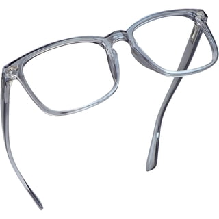LifeArt Blue Light Blocking Reading Glasses, Computer Gaming TV Glasses for Women Men, Square Frame (Clear Gray, +0.50 Magnification)