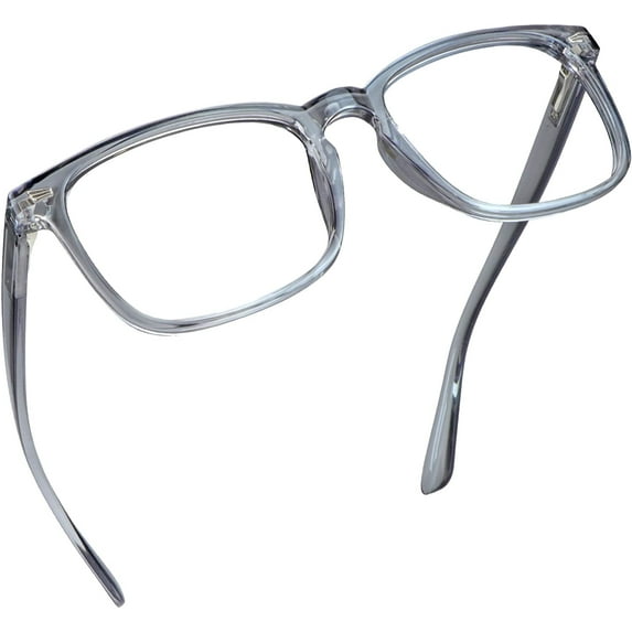LifeArt Blue Light Blocking Glasses with Spring Hinge, Anti Eyestrain, Computer Reading Glasses, Gaming Glasses, TV Glasses for Women Men, Anti Glare (Clear Gray, No Magnification)