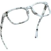 LifeArt Blue Light Blocking Reading Glasses, Computer Gaming TV Glasses for Women Men, Square Frame Marble, +3.00 Magnification