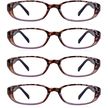 LifeArt Blue Light Blocking Reading Glasses 4-Pack (Oval Frame, +1.00 Magnification)