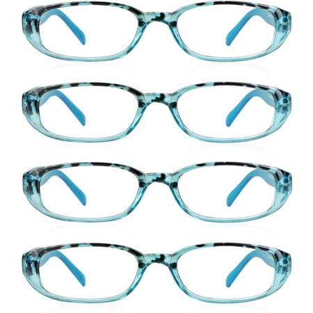 LifeArt Blue Light Blocking Reading Glasses 4-Pack (Oval Frame, +1.25 Magnification)