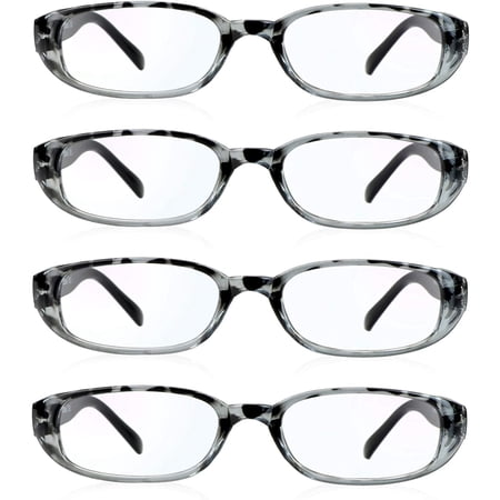 LifeArt Blue Light Blocking Reading Glasses 4-Pack (Oval Frame, +2.00 Magnification)
