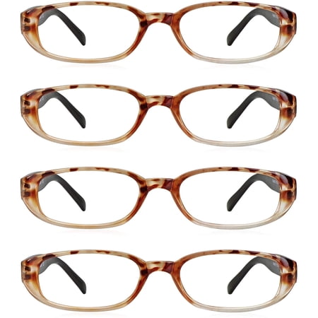 LifeArt Blue Light Blocking Reading Glasses 4-Pack (Rectangular Frame, +1.00 Magnification)