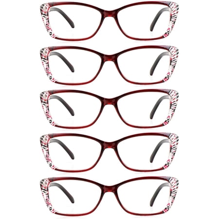 LifeArt Blue Light Blocking Reading Glasses 5-Pack (Rectangular Frame, +1.00 Magnification)