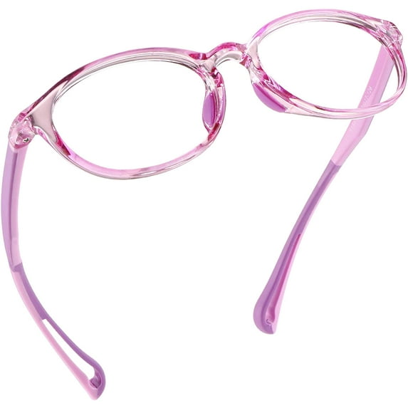 LifeArt Kid Blue Light Blocking Glasses, Filter 85% of Harmful Blue Light, Anti Eyestrain and Blurry, Computer Glasses (Pink Purple)