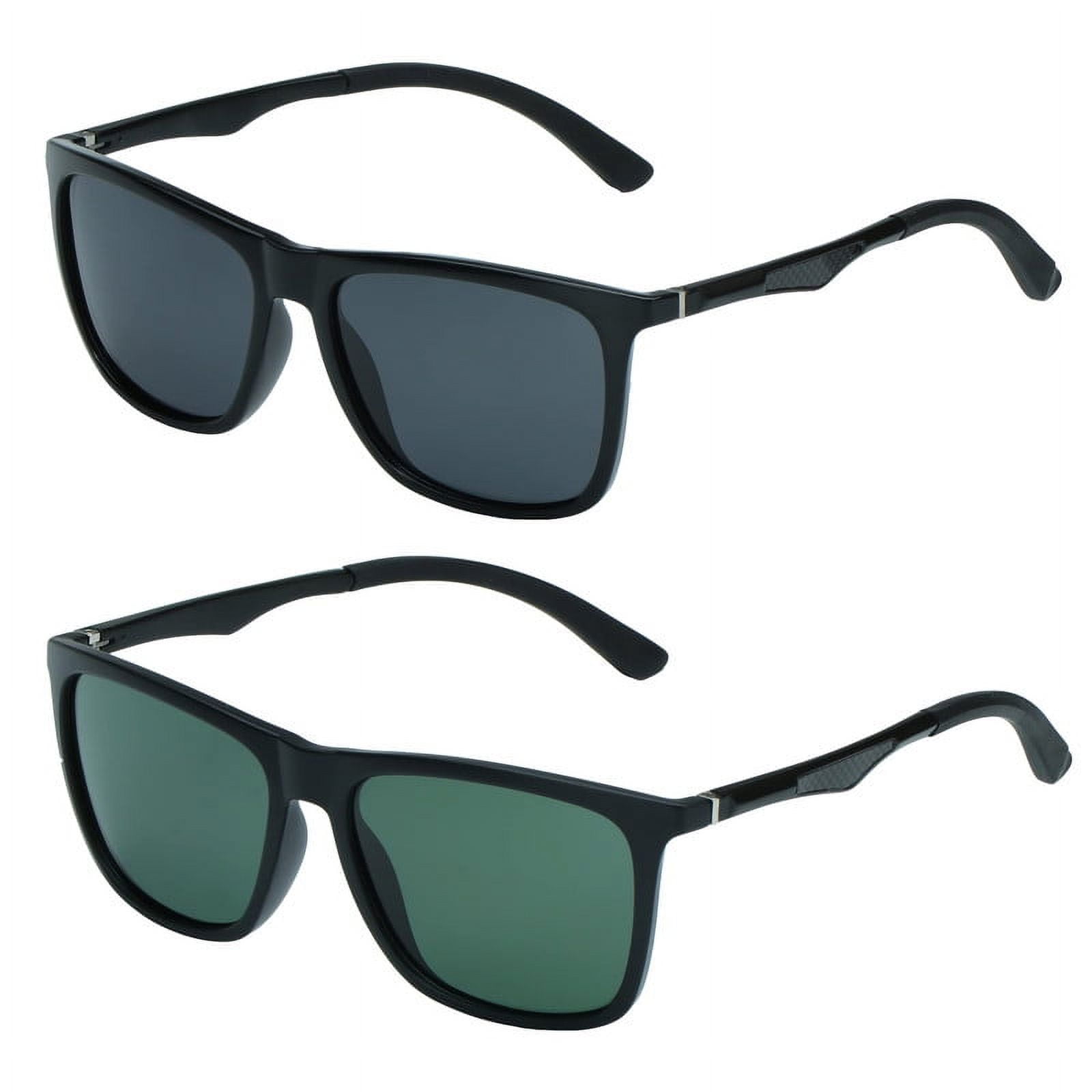 LifeArt Mens Polarized Sunglasses Ultralight Sports Fishing Driving Sunglasses for Men UV Protection Rectangle Metal Frame (Bright Black+Matte Black)