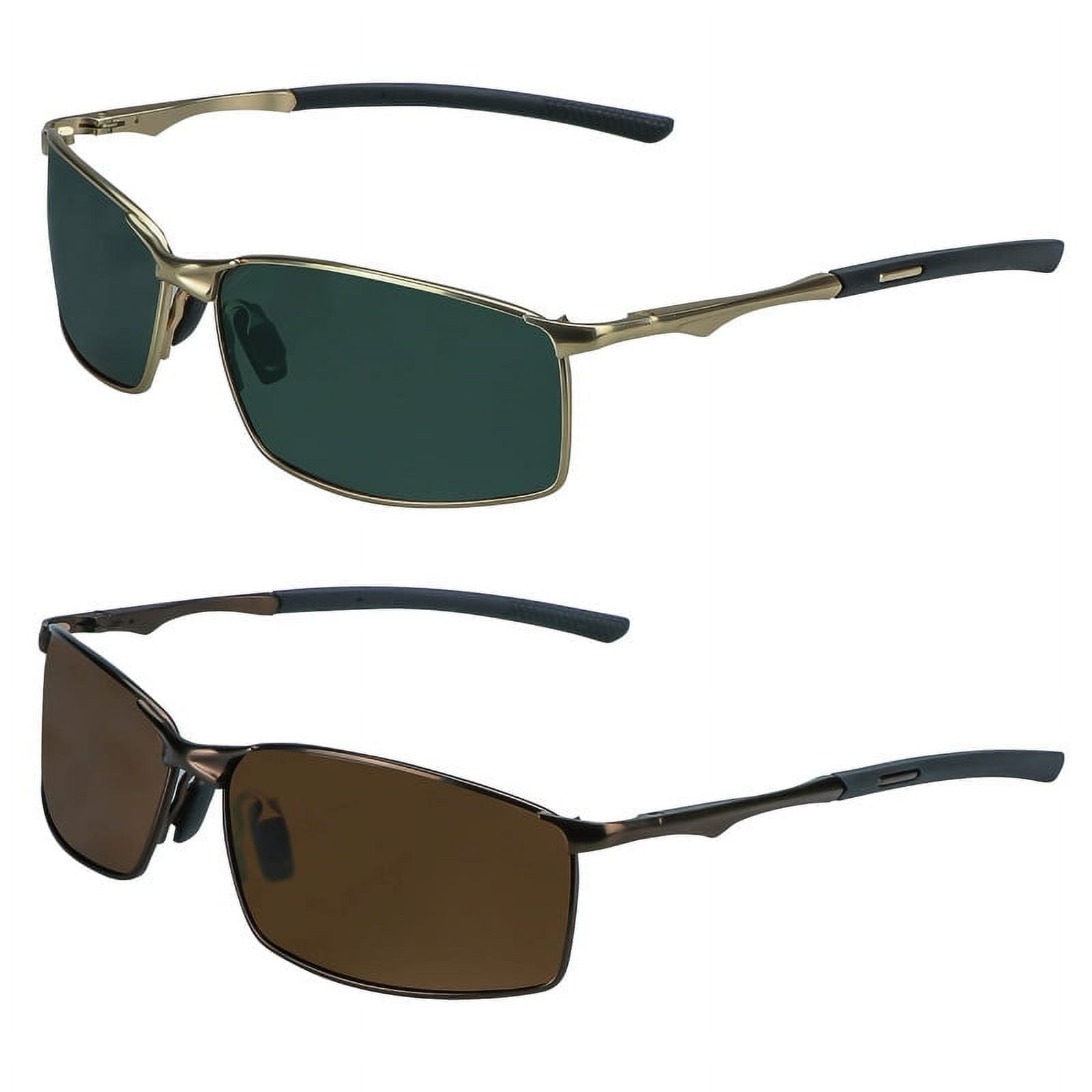 LifeArt Mens Polarized Sunglasses Ultralight Sports Fishing Driving Sunglasses for Men UV Protection Rectangle Metal Frame (Brown+Gold)