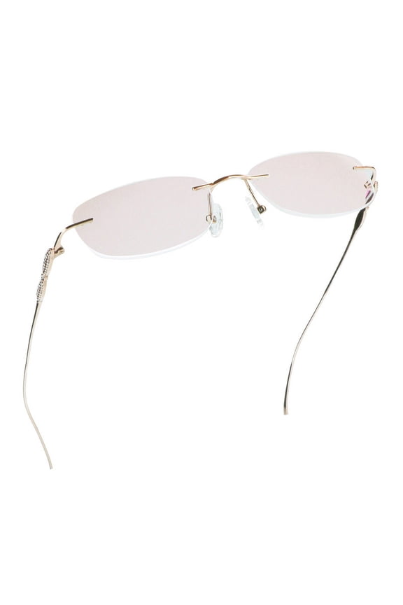 Pure Titanium Frame Glasses/Blue Light Blocking Reading Glasses, Reduce Eyestrain, Stylish for Men and Women(Gold,+1.50 Magnification)