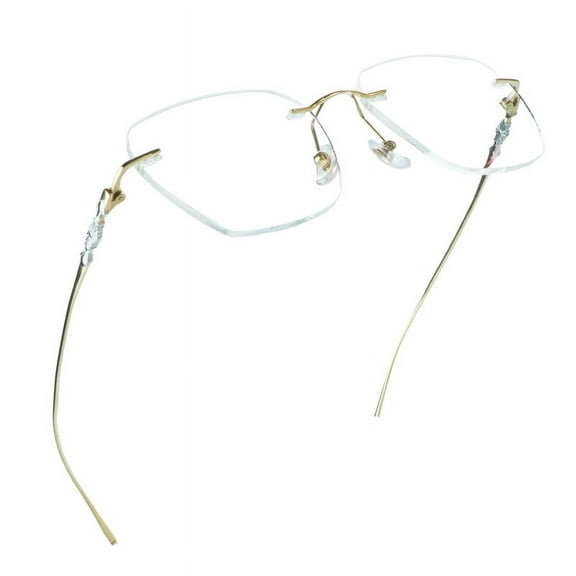 LifeArt Pure Titanium Frame Glasses/Blue Light Blocking Reading Glasses, Reduce Eyestrain, Stylish for Men and Women(Gold,+1.50 Magnification)