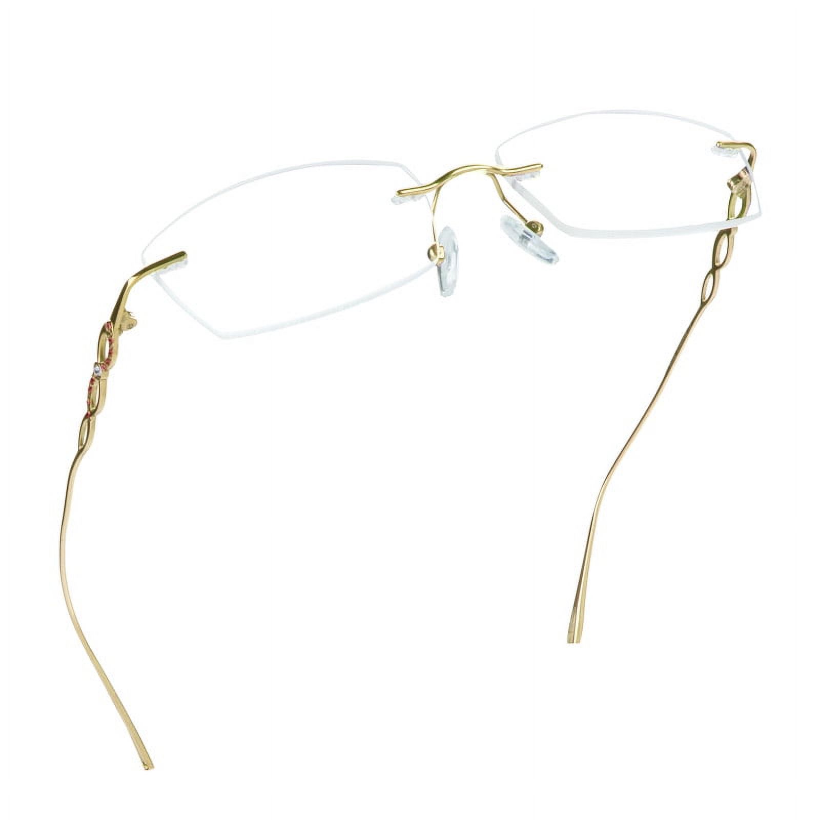 LifeArt Pure Titanium Frame Glasses/Blue Light Blocking Reading Glasses, Reduce Eyestrain, Stylish for Men and Women(Gold,+2.00 Magnification)