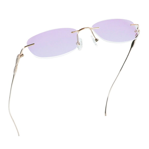 LifeArt Pure Titanium Frame Glasses/Blue Light Blocking Reading Glasses, Reduce Eyestrain, Stylish for Men and Women(Gold,+2.50 Magnification)
