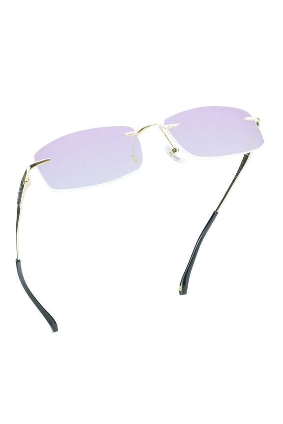 Pure Titanium Frame Glasses/Blue Light Blocking Reading Glasses, Reduce Eyestrain, Stylish for Men and Women(Gold,+3.50 Magnification)