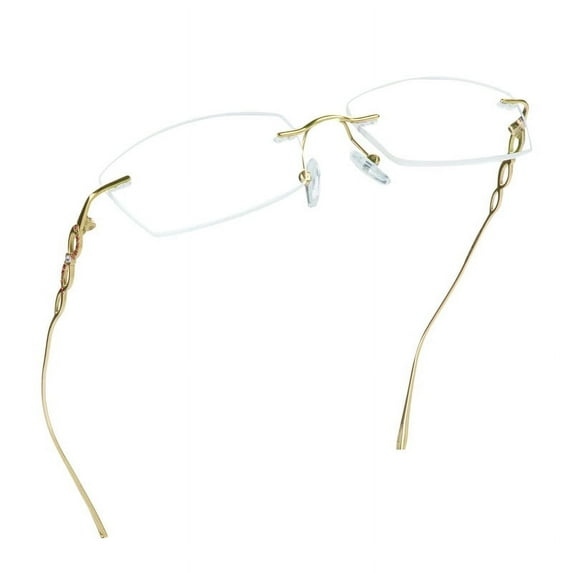 LifeArt Pure Titanium Frame Glasses/Blue Light Blocking Reading Glasses, Reduce Eyestrain, Stylish for Men and Women(Gold,+4.00 Magnification)