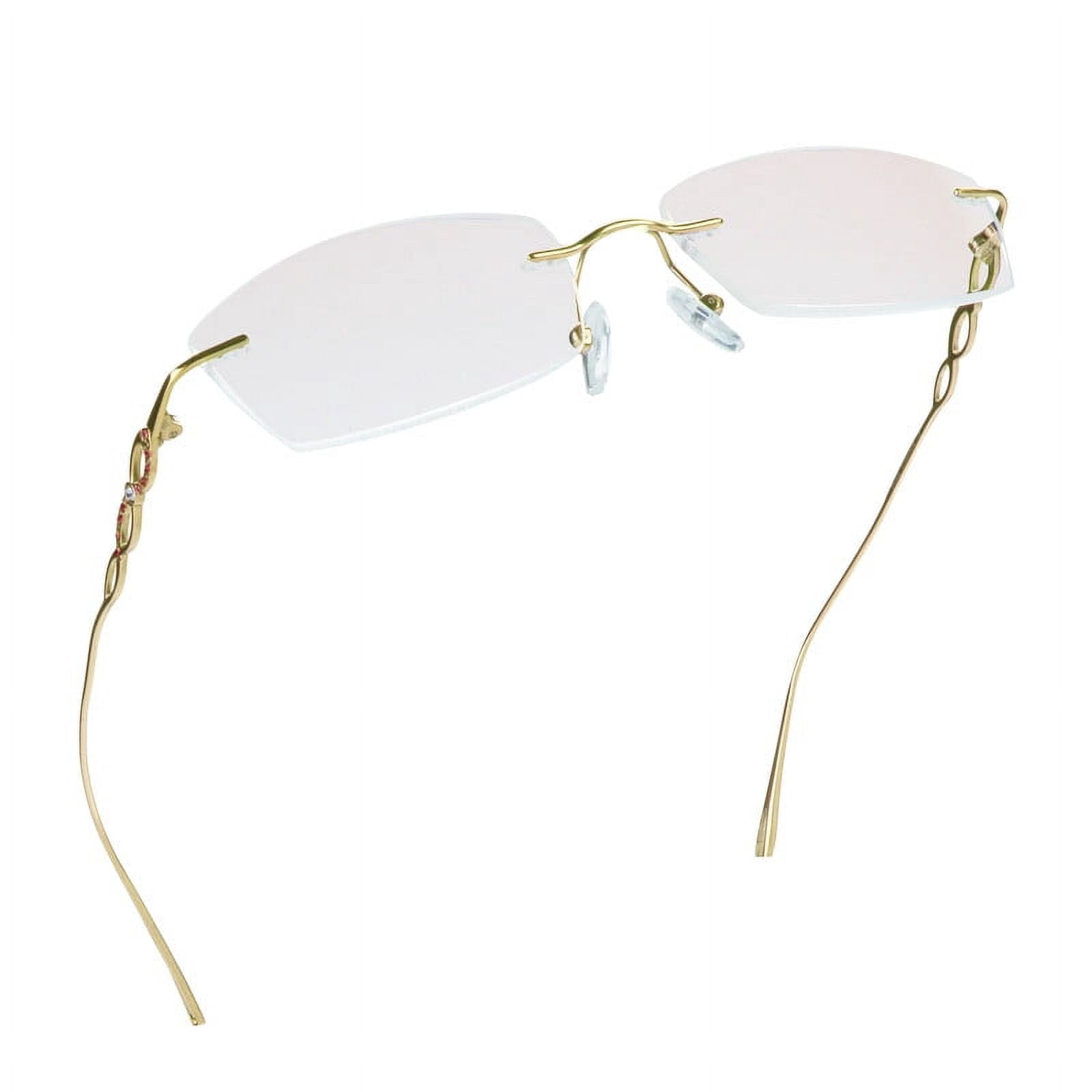 LifeArt Pure Titanium Frame Glasses/Blue Light Blocking Reading Glasses, Reduce Eyestrain, Stylish for Men and Women(Gold,+4.00 Magnification)