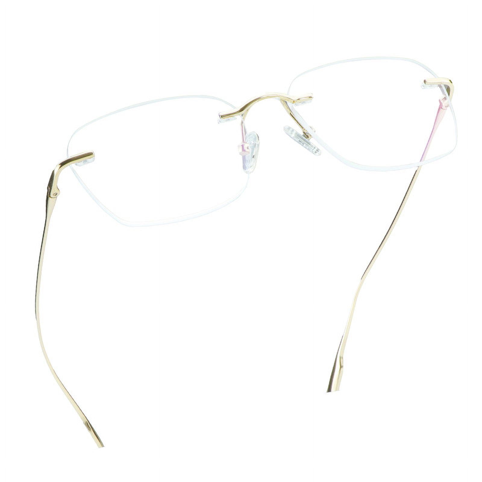 LifeArt Pure Titanium Frame Glasses/Blue Light Blocking Reading Glasses, Reduce Eyestrain, Stylish for Men and Women(Gold,+4.00 Magnification)