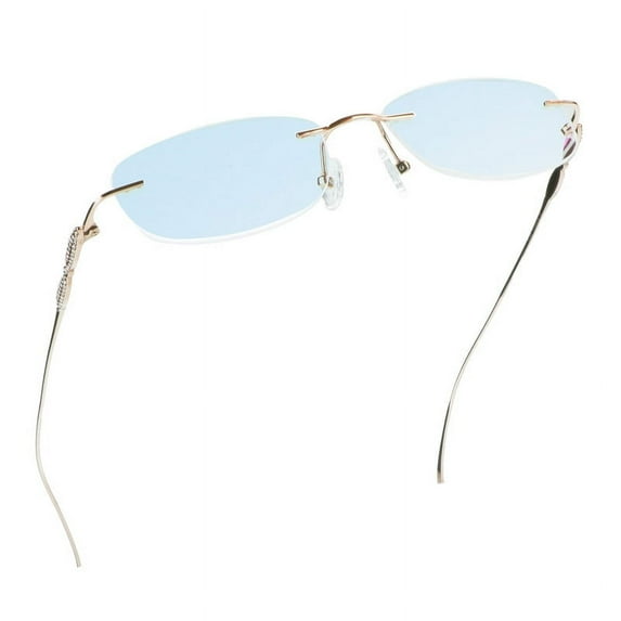 LifeArt Pure Titanium Frame Glasses/Blue Light Blocking Reading Glasses, Reduce Eyestrain, Stylish for Men and Women(Gold,+4.00 Magnification)