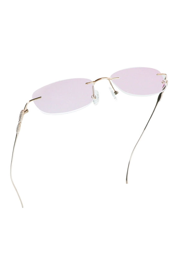 Pure Titanium Frame Glasses/Blue Light Blocking Reading Glasses, Reduce Eyestrain, Stylish for Men and Women(Gold,No Magnification)