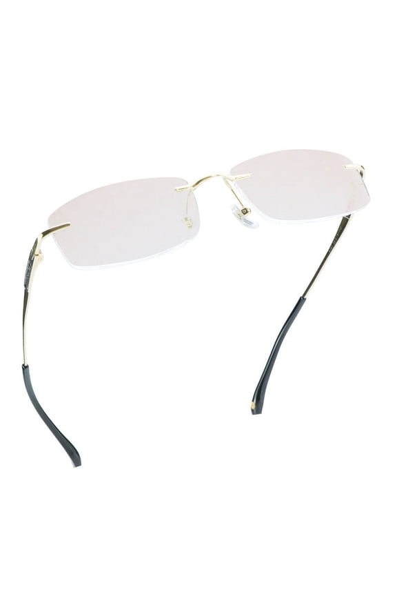 Pure Titanium Frame Glasses/Blue Light Blocking Reading Glasses, Reduce Eyestrain, Stylish for Men and Women(Gold,No Magnification)