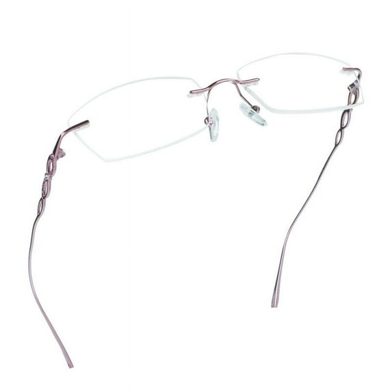 LifeArt Pure Titanium Frame Glasses/Blue Light Blocking Reading Glasses, Reduce Eyestrain,Stylish for Men and Women(Pink,+1.00 Magnification)