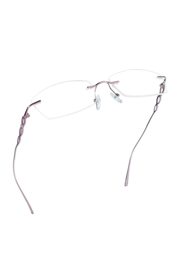 Pure Titanium Frame Glasses/Blue Light Blocking Reading Glasses, Reduce Eyestrain, Stylish for Men and Women(Pink,+4.00 Magnification)