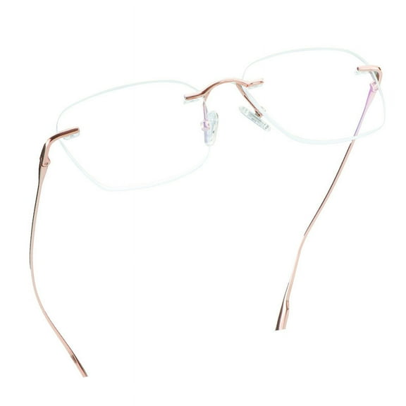 LifeArt Pure Titanium Frame Glasses/Blue Light Blocking Reading Glasses, Reduce Eyestrain,Stylish for Men and Women(Pink Gold,+1.00 Magnification)