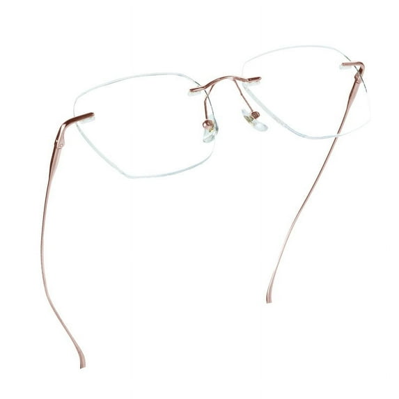 LifeArt Pure Titanium Frame Glasses/Blue Light Blocking Reading Glasses, Reduce Eyestrain, Stylish for Men and Women(Pink Gold,+4.00 Magnification)