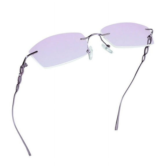 LifeArt Pure Titanium Frame Glasses/Blue Light Blocking Reading Glasses, Reduce Eyestrain, Stylish for Men and Women(Purple,+4.00 Magnification)