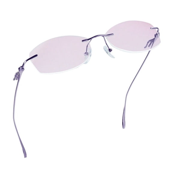 LifeArt Pure Titanium Frame Glasses/Blue Light Blocking Reading Glasses, Reduce Eyestrain, Stylish for Men and Women(Purple,No Magnification)