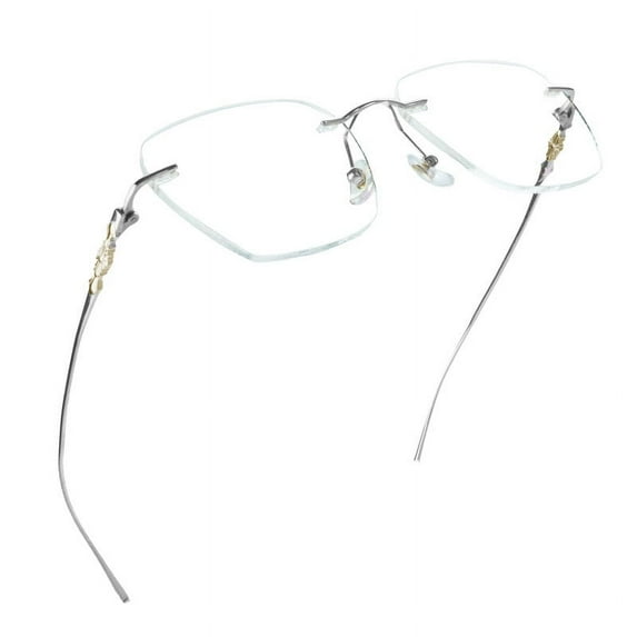 LifeArt Pure Titanium Frame Glasses/Blue Light Blocking Reading Glasses, Reduce Eyestrain, Stylish for Men and Women(Silver,+1.00 Magnification)