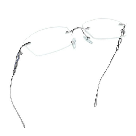 LifeArt Pure Titanium Frame Glasses/Blue Light Blocking Reading Glasses, Reduce Eyestrain, Stylish for Men and Women(Silver,+3.00 Magnification)