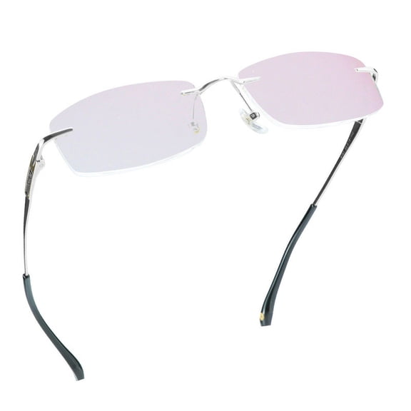 LifeArt Pure Titanium Frame Glasses/Blue Light Blocking Reading Glasses, Reduce Eyestrain, Stylish for Men and Women(Silver,+4.00 Magnification)