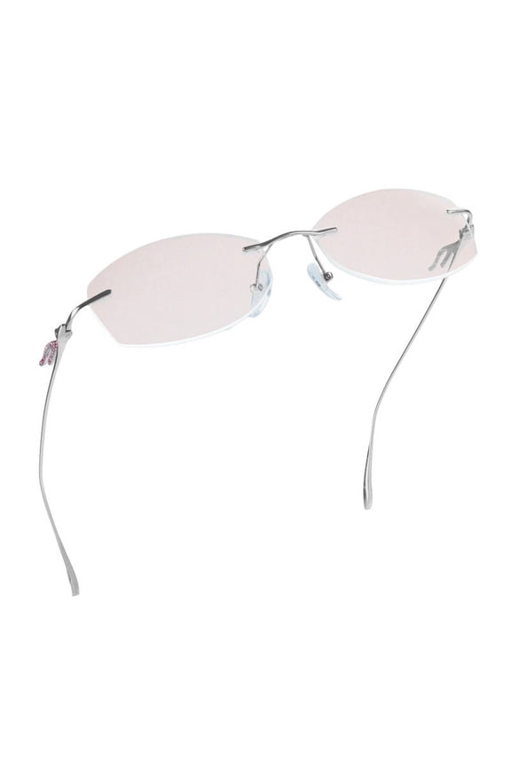 Pure Titanium Frame Glasses/Blue Light Blocking Reading Glasses, Reduce Eyestrain, Stylish for Men and Women(Silver,No Magnification)