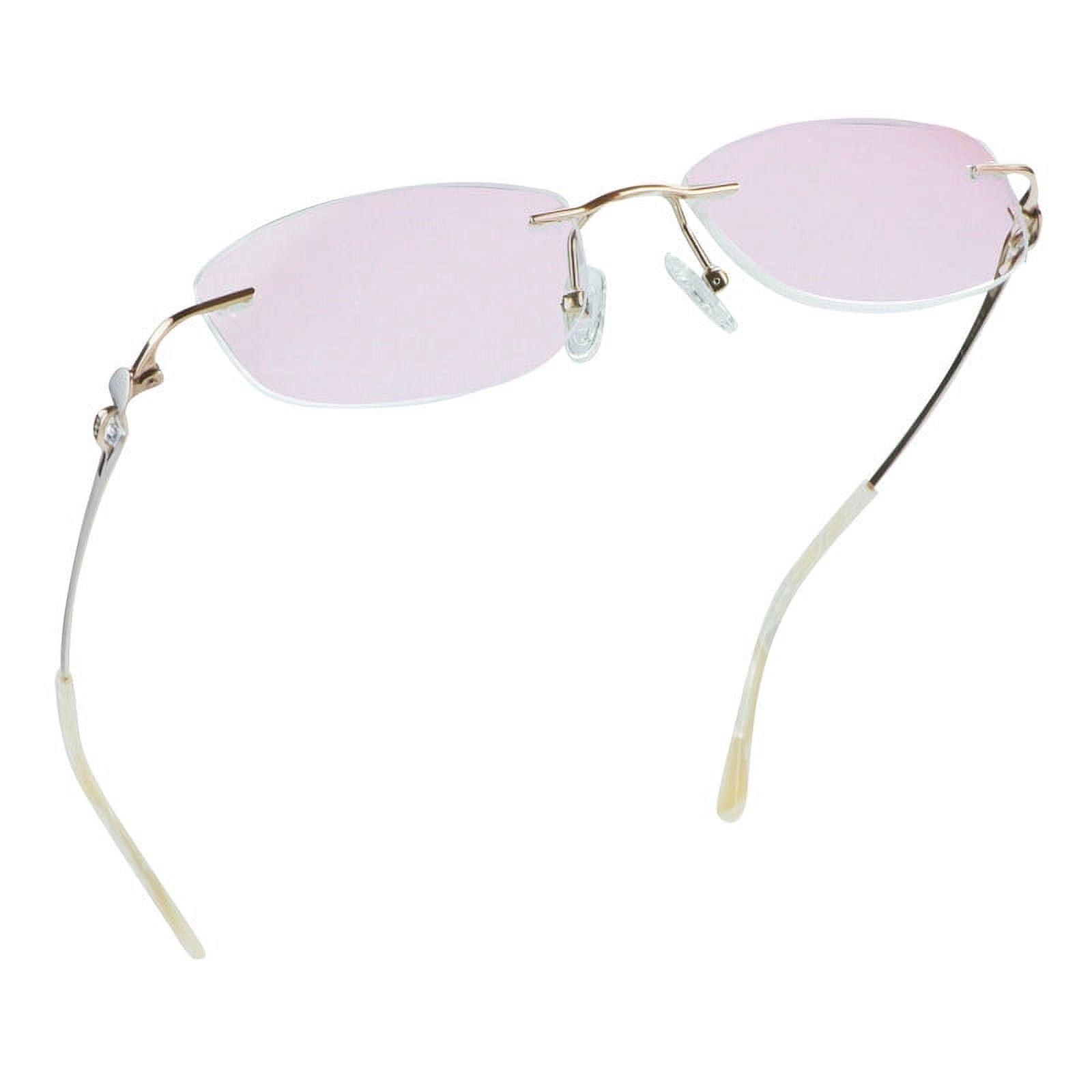 LifeArt Pure Titanium Frame Glasses/Blue Light Blocking Reading Glasses, Reduce Eyestrain, Stylish for Women(Champagne,+3.00 Magnification)