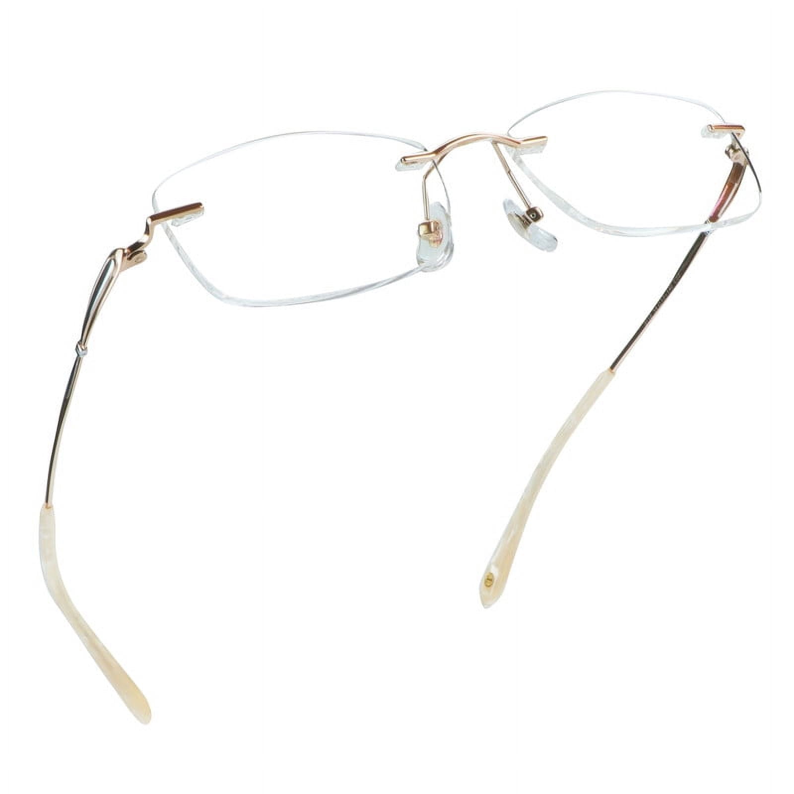 LifeArt Pure Titanium Frame Glasses/Blue Light Blocking Reading Glasses, Reduce Eyestrain, Stylish for Women(Champagne,+3.50 Magnification)