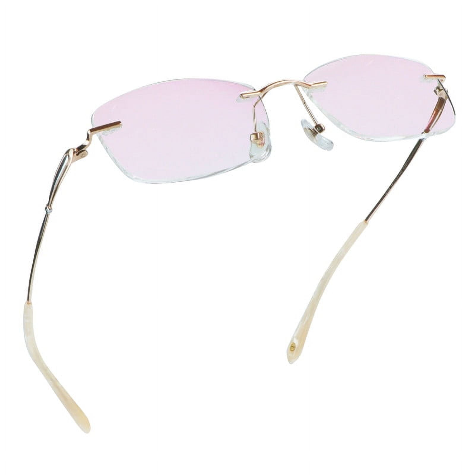 LifeArt Pure Titanium Frame Glasses/Blue Light Blocking Reading Glasses, Reduce Eyestrain, Stylish for Women(Champagne,No Magnification)