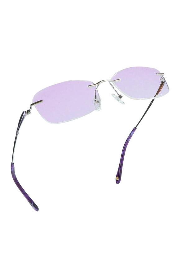 Pure Titanium Frame Glasses/Blue Light Blocking Reading Glasses, Reduce Eyestrain, Stylish for Women(Purple,+2.50 Magnification)