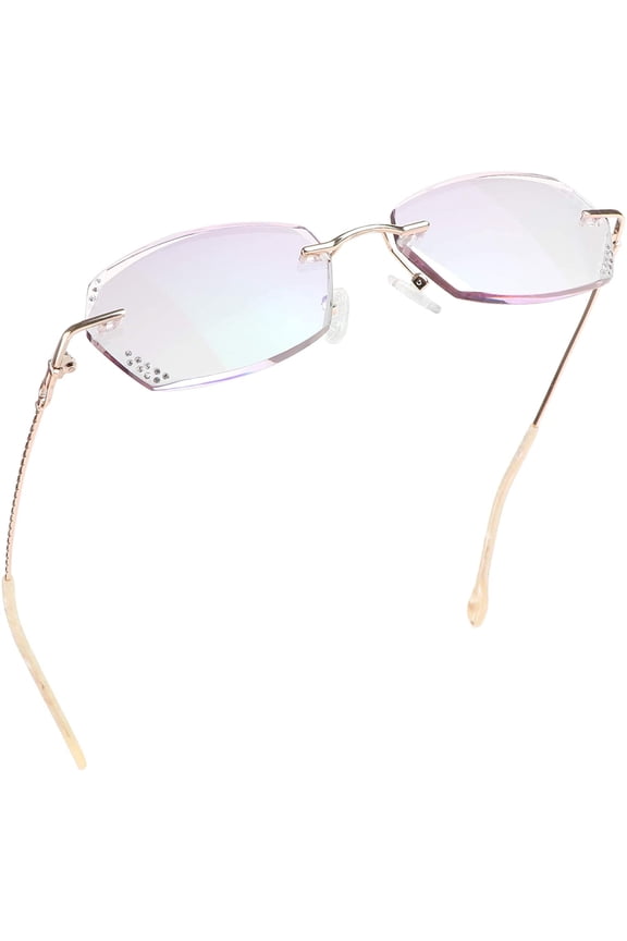 Rimless Blue Light Blocking Glasses, For Computer and Reading (+2.50 Magnification)