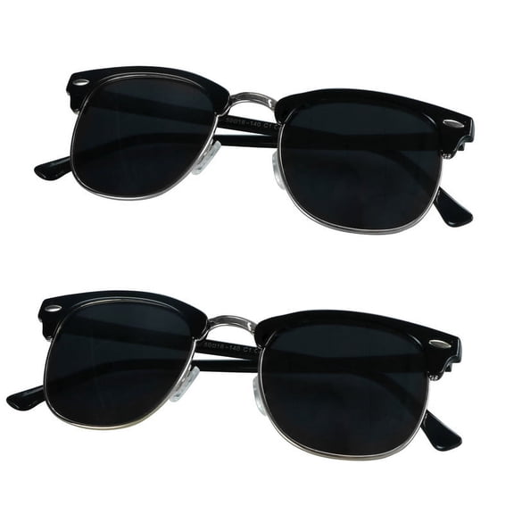 LifeArt Vintage Round Polarized Sunglasses for Men and Women Gradient Gray Lens UV400 Protection Outdoor Shades with Black silver+Black silver Frame 2 Pack