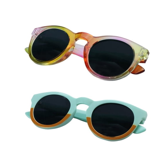 LifeArt Vintage Round Sunglasses for Men and Women Gradient Gray Lens UV400 Protection Outdoor Shades with Green yellow+Color +2.00 Magnification Frame 2 Pack