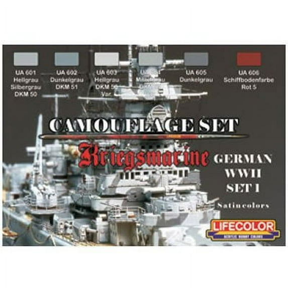 LifeColor Paint Sets German WWII Kriegsmarine #1 (22ml x 6 Bottles)