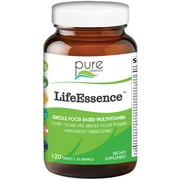 LifeEssence Multivitamin - Whole Food Supplement with Superfoods, Minerals, Enzymes, Vitamin D, D3, B12, Biotin by Pure Essence - 120 Tablets