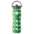 thumbnail image 1 of LifeFactory 22oz Glass Water Bottle With Silicone Sleeves & Straw Cap, Green, 1 of 2