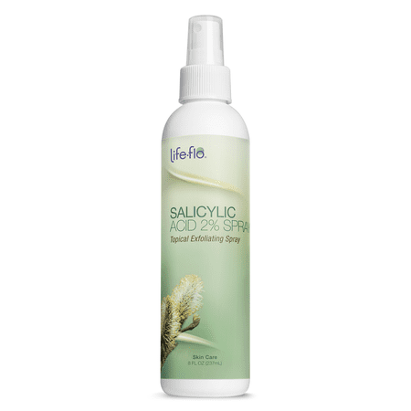 LIFE-FLO 2% Salicylic Acid Face and Body Spray - Gentle Exfoliating Skin Care for Teens and Adults - with Colloidal Silver, Tea Tree Oil, Peppermint Oil, Lavender and Camphor - Fragrance Free - 8oz