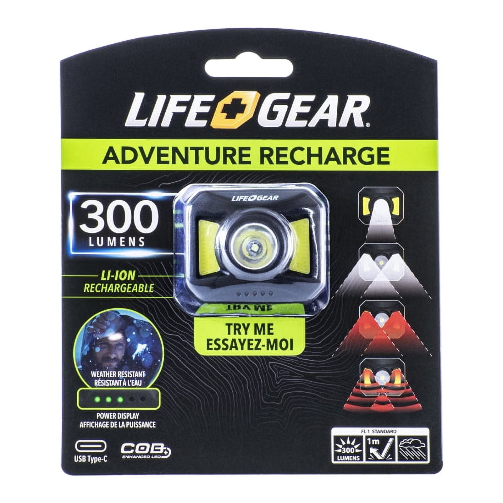 Dorcy Life+Gear 300 lm Black LED Head Lamp 18650 Battery