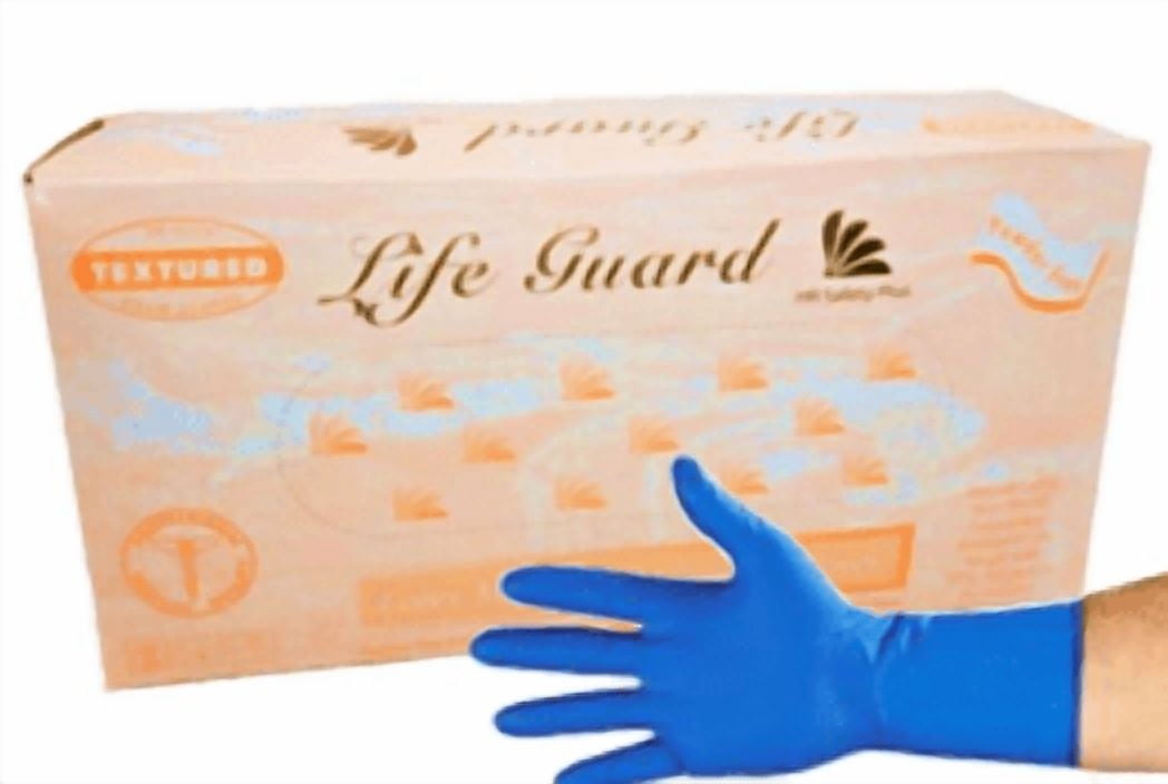 LifeGuard Blue Latex 14 mil Extended Cuff Medical/Industrial Gloves - Powder Free - 50/BX - 10BX/CS - Case of 500 Gloves