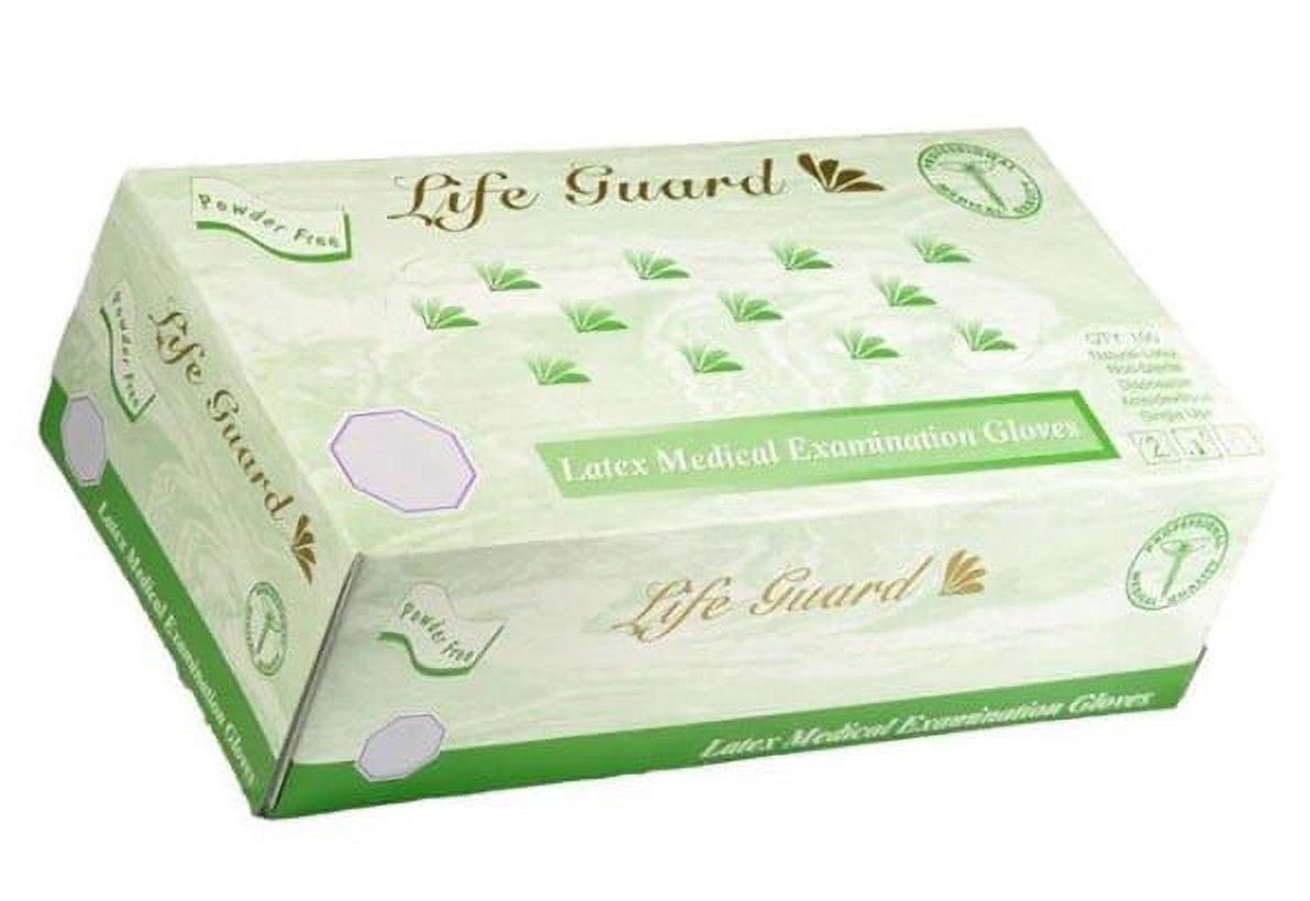LifeGuard Latex Medical Examination Gloves, Powder Free, Size Medium