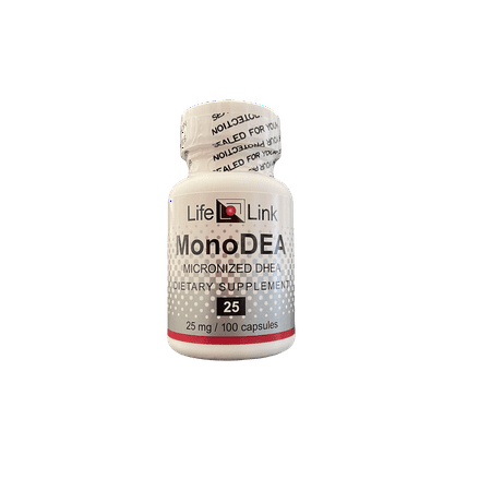 LifeLink's DHEA MonoDEA (dehydroepiandrosterone) | 25 mg x 100 capsules | Hormone Support, Anti-Aging | Gluten Free & Non-GMO | Made in the USA