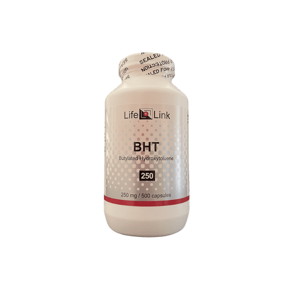 LifeLink's BHT (Butylated Hydroxytoluene) | 250 mg x 500 capsules | Antioxidant, Anti-Aging | Gluten Free & Non-GMO | Made in the USA