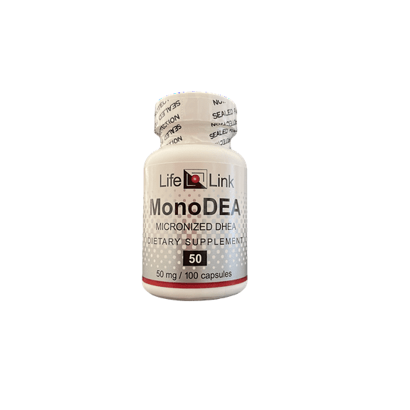 LifeLink's DHEA MonoDEA (dehydroepiandrosterone) | 50 mg x 100 capsules | Hormone Support, Anti-Aging | Gluten Free & Non-GMO | Made in the USA