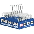LifeMaster 12 Pcs. 14 inch Clear Plastic Skirt Hangers with Adjustable